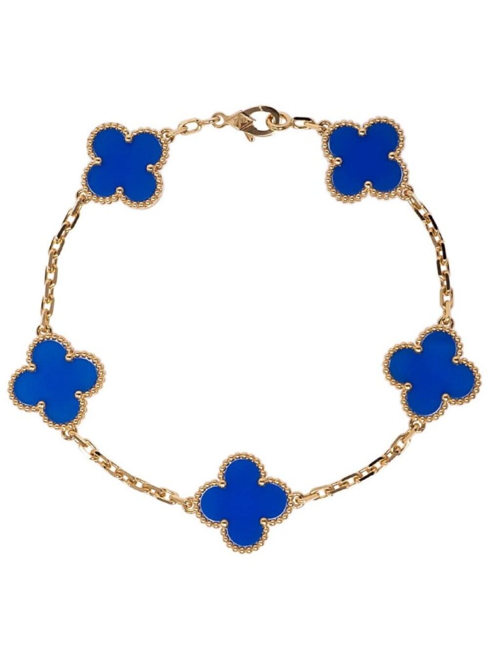 Van Cleef & Arpels Vintage Alhambra 5 Motif 18K Blue Agete Bracelet